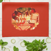 Linge De Cuisine Red Gold Nom de famille Élégant Noël espagnol (Plié)