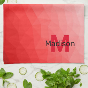Linge De Cuisine Red gradient geometric mesh pattern Monogram