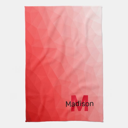 Linge De Cuisine Red gradient geometric mesh pattern Monogram (Vertical)