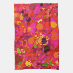 Linge De Cuisine Red Green Gold & Pink Dots Motif Moderne