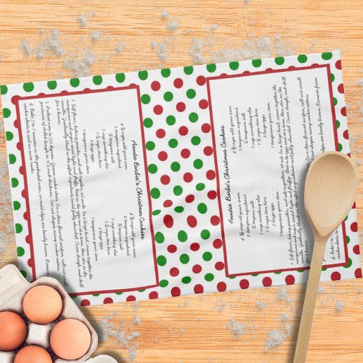 Linge De Cuisine Red Green Polka Dot Whimsical Keepsaké Recette