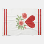 Linge De Cuisine Red Heart Pink Roses Valentine's Day (Horizontal)