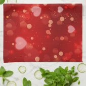 Linge De Cuisine Red Hearts et Bokeh (Plié)