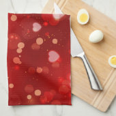 Linge De Cuisine Red Hearts et Bokeh (Quart Plié)