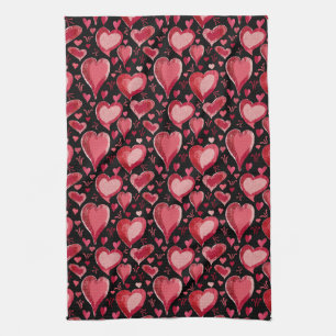 Linge De Cuisine Red Hearts Motif artistique Saint Valentin`s Day 