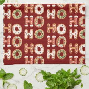 Linge De Cuisine Red Ho Ho Ho Gingerbread Cookie Christmas
