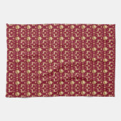 Linge De Cuisine Red Holiday Kitchen Towels with Golden Reindeer (Horizontal)