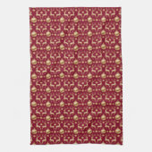 Linge De Cuisine Red Holiday Kitchen Towels with Golden Reindeer (Vertical)