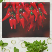 Linge De Cuisine Red Hot Hanging Chili Peppers Image Design (Plié)