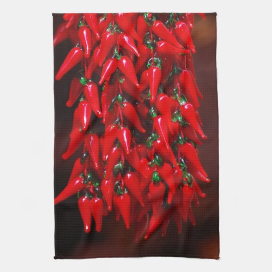 Linge De Cuisine Red Hot Hanging Chili Peppers Image Design (Vertical)