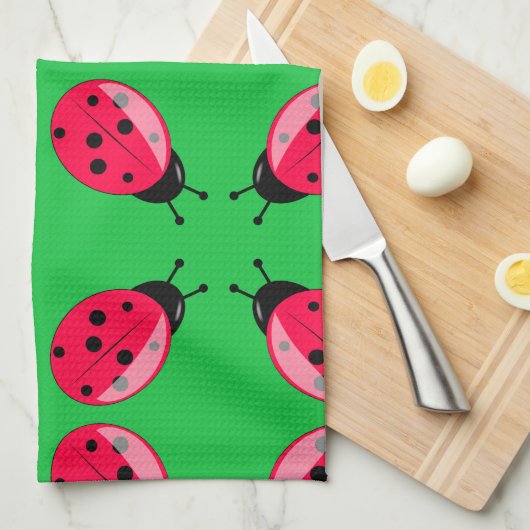 Linge De Cuisine Red Ladybugs (Quart Plié)