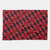Linge De Cuisine Red Lily Floral Motif d'art Abstrait (Horizontal)