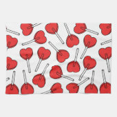 Linge De Cuisine Red Lollipops, Heart Lollipops, Lollipop Pattern (Horizontal)