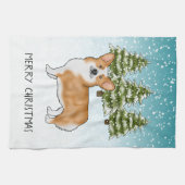 Linge De Cuisine Red Pembroke Welsh Corgi Bleu Noël d'hiver (Horizontal)