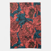 Linge De Cuisine Red peony flowers and moths (Vertical)