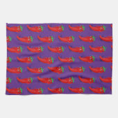 Linge De Cuisine Red Pepper Diva Motif de dessin sur violet (Horizontal)