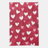Linge De Cuisine Red Pink White Hearts (Vertical)