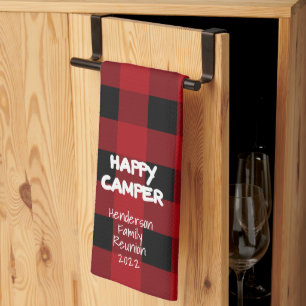 Linge De Cuisine Red Plaid Happy Camper Family Réunion