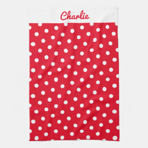 Linge De Cuisine Red Polka Motif Stylish Cuisine personnalisée