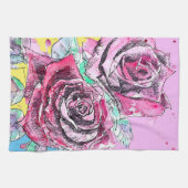 Linge De Cuisine Red Rose Roses Watercolour Floral Flowers Flower (Horizontal)