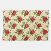 Linge De Cuisine Red rose vintage pattern (Horizontal)