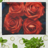 Linge De Cuisine Red Roses Art Kitchen Towel (Plié)