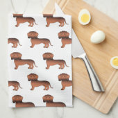 Linge De Cuisine Red Sable Smooth Coat Dachshund mignon chien Motif (Quart Plié)
