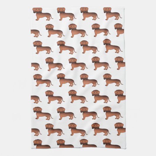 Linge De Cuisine Red Sable Smooth Coat Dachshund mignon chien Motif (Vertical)