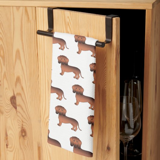 Linge De Cuisine Red Sable Smooth Coat Dachshund mignon chien Motif (Pliage en tiers)
