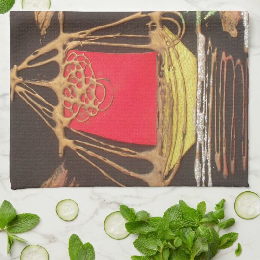 Linge De Cuisine Red Sailboat Paysage peinture à l'huile Imprimer (Plié)