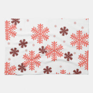 Linge De Cuisine Red snow flakes Christmas pattern snow pattern des