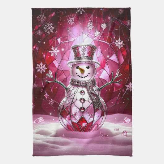 Linge De Cuisine Red Snowman Snowflakes Holiday Kitchen Towel (Vertical)