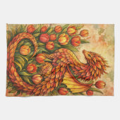 Linge De Cuisine Red Tulips Dragon Spring Dragons (Horizontal)