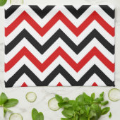 Linge De Cuisine Red, white, Black Large Chevron Zig Zag (Plié)