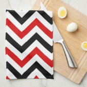 Linge De Cuisine Red, white, Black Large Chevron Zig Zag (Quart Plié)