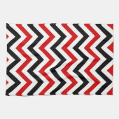 Linge De Cuisine Red, white, Black Large Chevron Zig Zag (Horizontal)