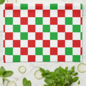 Linge De Cuisine Red White Green Checkered Pattern Design  (Plié)