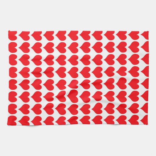 Linge De Cuisine Red White Hearts Pattern (Horizontal)