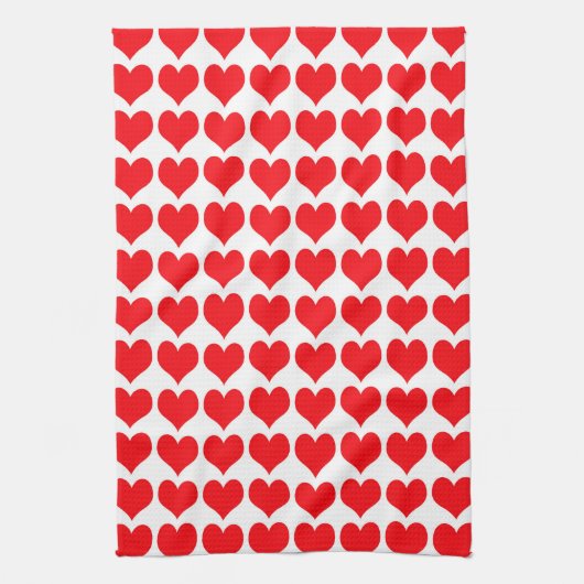 Linge De Cuisine Red White Hearts Pattern (Vertical)