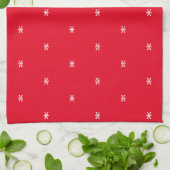 Linge De Cuisine Red White snowflakes motif Noël (Plié)