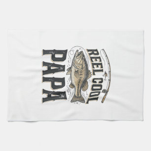 Linge De Cuisine Reel Cool Papa Conception De Vecteur De Pêche Vint