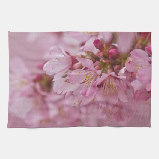 Linge De Cuisine Reflets Rose Pâle des Fleurs de Cerisier Sakura (Horizontal)
