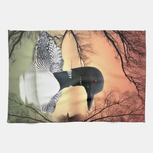 Linge De Cuisine Réflexions sur le Loon (Horizontal)