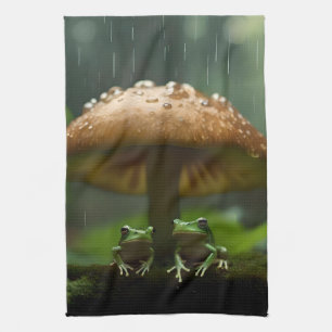 Linge De Cuisine Refuge Rainy Day : Frogs Shelter Sous Champignons