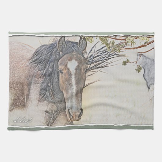 Linge De Cuisine Regard de Cheval Sauvage (Horizontal)