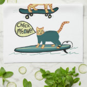 Linge De Cuisine Regarde Meowt ! Skateboard Surf Snowboard Tabby Ca (Plié)