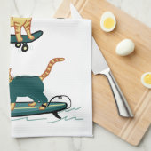 Linge De Cuisine Regarde Meowt ! Skateboard Surf Snowboard Tabby Ca (Quart Plié)