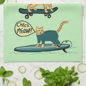 Linge De Cuisine Regarde Meowt ! Skateboard Surf Snowboard Tabby Ca (Plié)