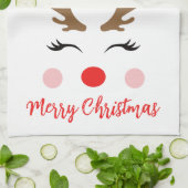 Linge De Cuisine Reindeer moderne Santa Hat Joyeux Noël Maman (Plié)