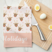 Linge De Cuisine Reindeer Motif Joyeuses Fêtes Orange (Quart Plié)